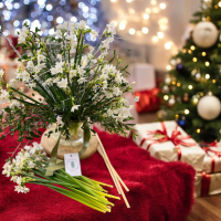 Scented Sparkles - Vase and Guppy - Using a Flora Guppy arranging tool and gorgeous vase to hold it steady in place while you're rocking around the Christmas tree! A festive delight with a little extra touch.